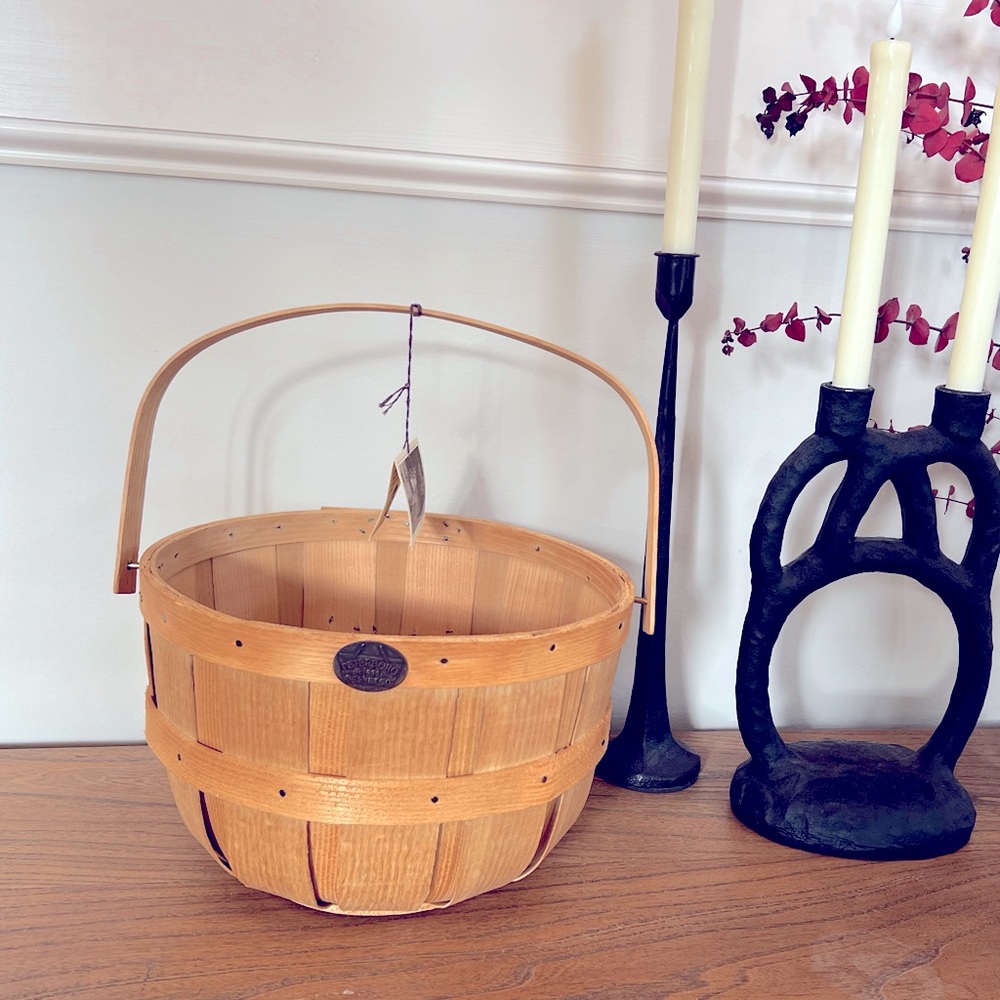 Peterboro Authentic Handcrafted Round Basket Primitive Appalachia Ash & Burch